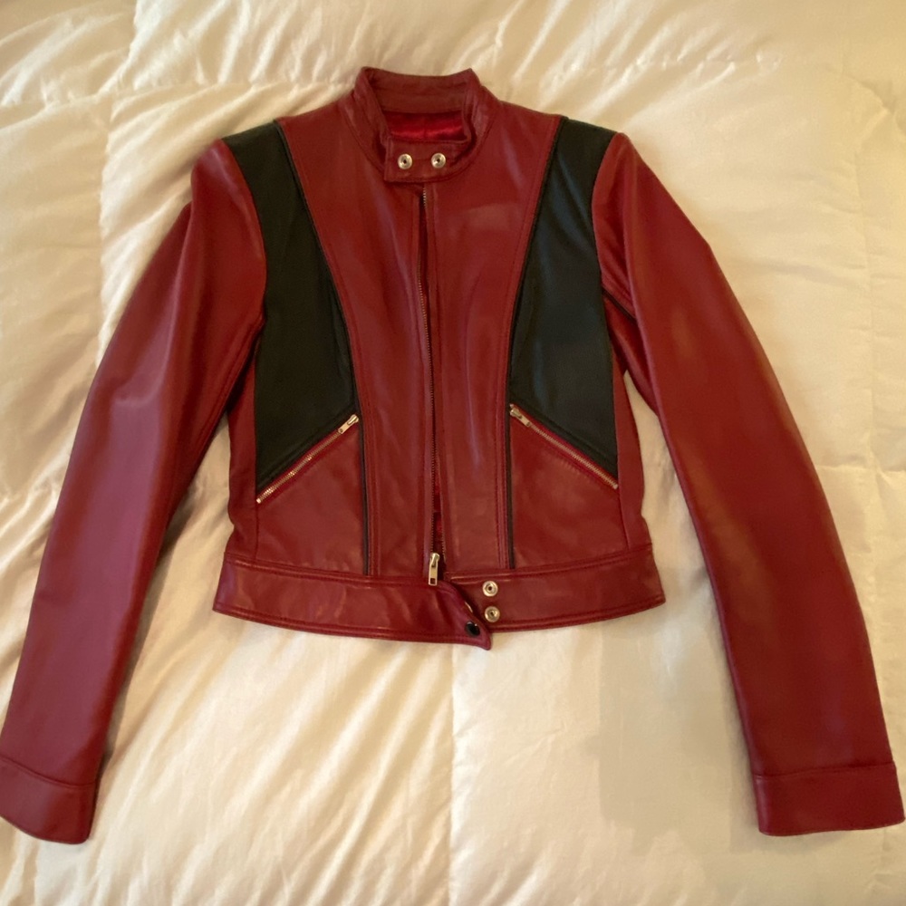 BCBG Dark Red leather jacket